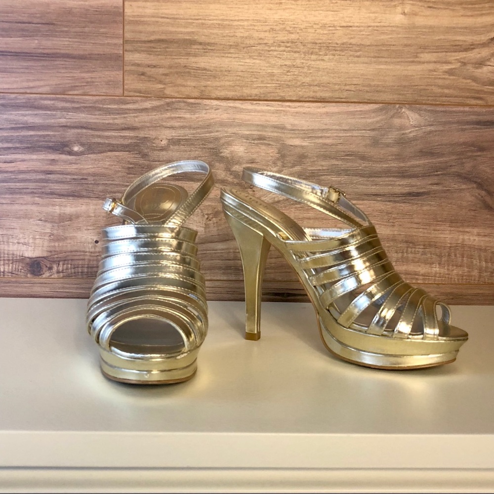 Gold Caged Heels by Charles by Charles David